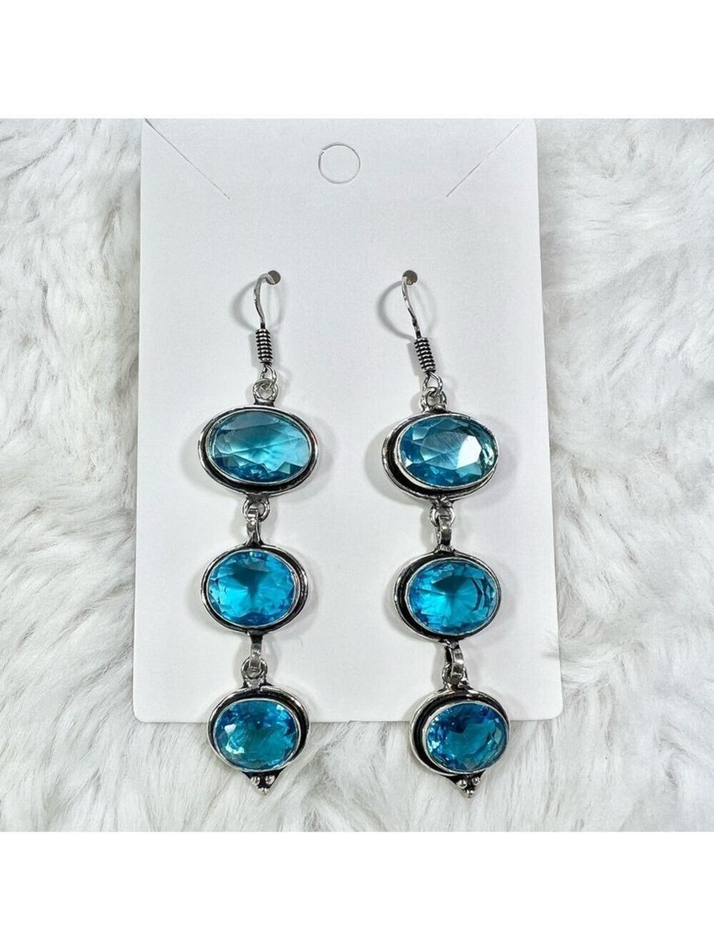 Shattukite Blue Topaz 925 Gemstone Pendant & Earrings - Picture 4 of 8